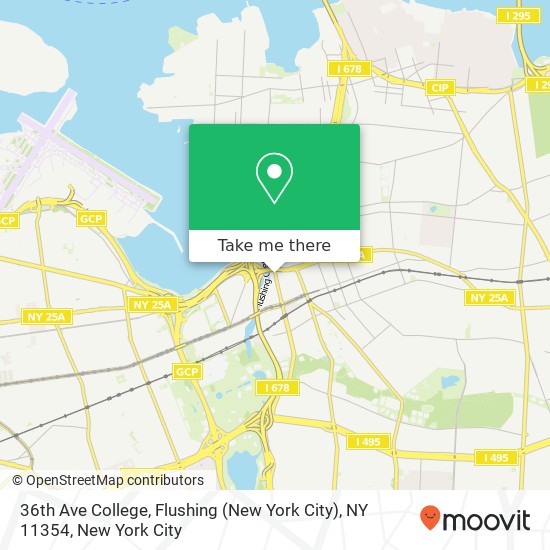 Mapa de 36th Ave College, Flushing (New York City), NY 11354