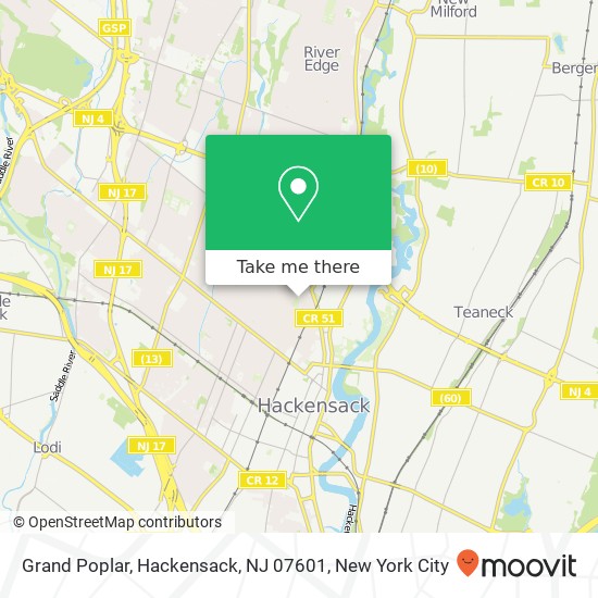 Mapa de Grand Poplar, Hackensack, NJ 07601