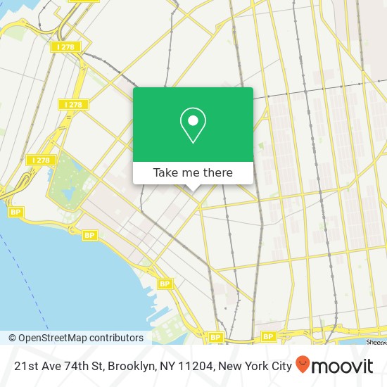 21st Ave 74th St, Brooklyn, NY 11204 map