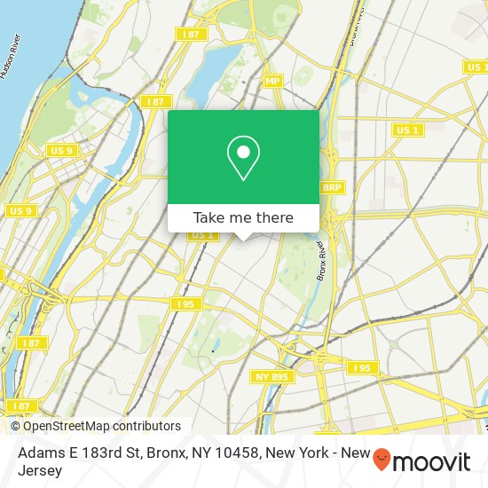 Mapa de Adams E 183rd St, Bronx, NY 10458
