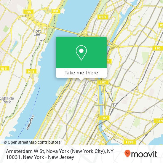 Mapa de Amsterdam W St, Nova York (New York City), NY 10031