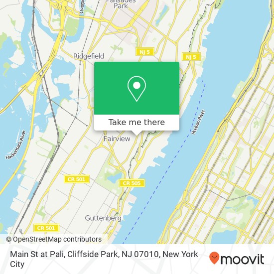 Mapa de Main St at Pali, Cliffside Park, NJ 07010