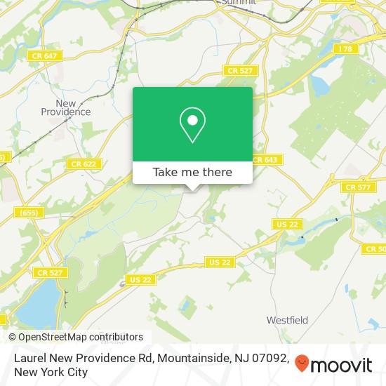 Mapa de Laurel New Providence Rd, Mountainside, NJ 07092