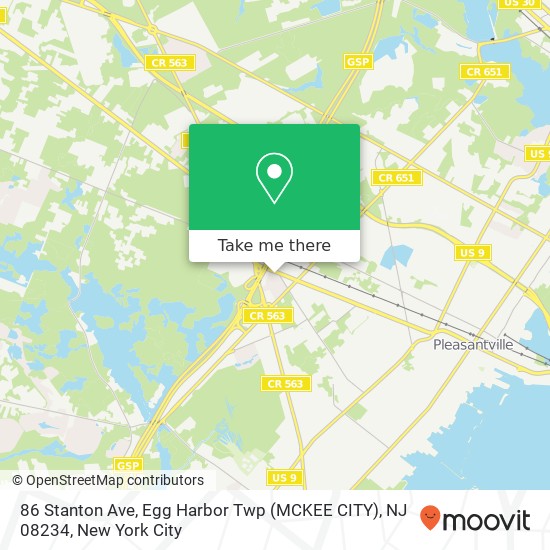 Mapa de 86 Stanton Ave, Egg Harbor Twp (MCKEE CITY), NJ 08234