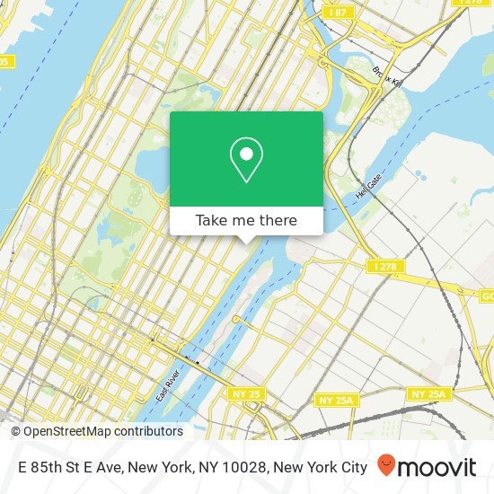 Mapa de E 85th St E Ave, New York, NY 10028