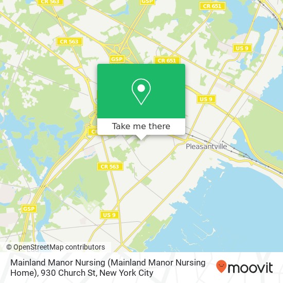 Mapa de Mainland Manor Nursing (Mainland Manor Nursing Home), 930 Church St