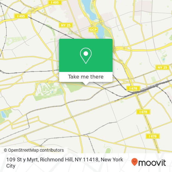 109 St y Myrt, Richmond Hill, NY 11418 map
