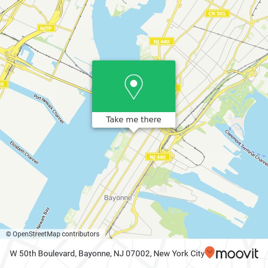 Mapa de W 50th Boulevard, Bayonne, NJ 07002