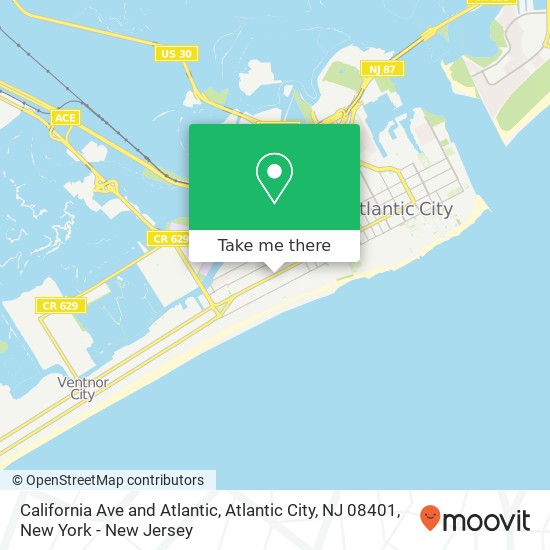 Mapa de California Ave and Atlantic, Atlantic City, NJ 08401