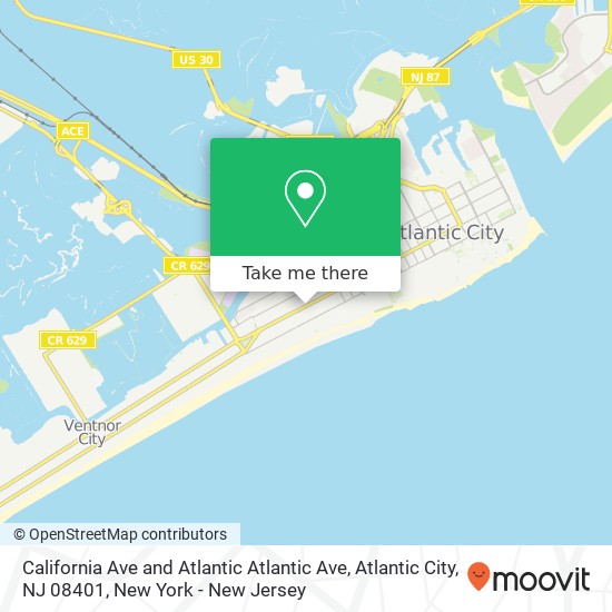 Mapa de California Ave and Atlantic Atlantic Ave, Atlantic City, NJ 08401