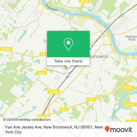 Mapa de Van Ave Jersey Ave, New Brunswick, NJ 08901