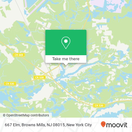 Mapa de 667 Elm, Browns Mills, NJ 08015