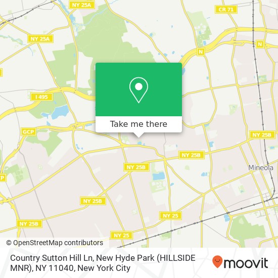 Mapa de Country Sutton Hill Ln, New Hyde Park (HILLSIDE MNR), NY 11040
