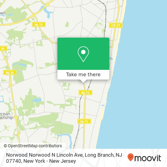 Mapa de Norwood Norwood N Lincoln Ave, Long Branch, NJ 07740