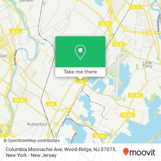 Columbia Moonachie Ave, Wood-Ridge, NJ 07075 map