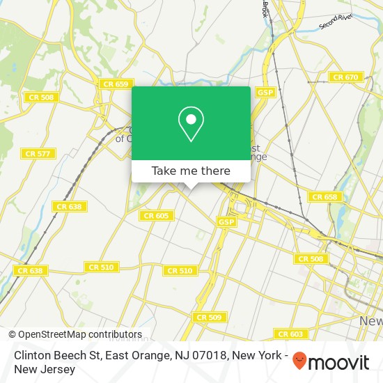 Mapa de Clinton Beech St, East Orange, NJ 07018