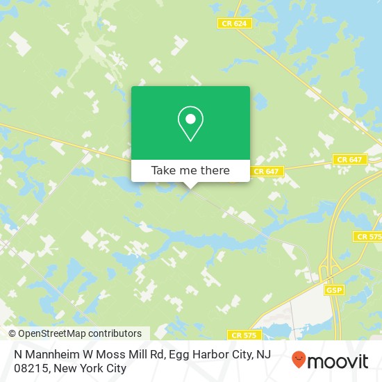 Mapa de N Mannheim W Moss Mill Rd, Egg Harbor City, NJ 08215