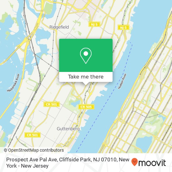 Prospect Ave Pal Ave, Cliffside Park, NJ 07010 map