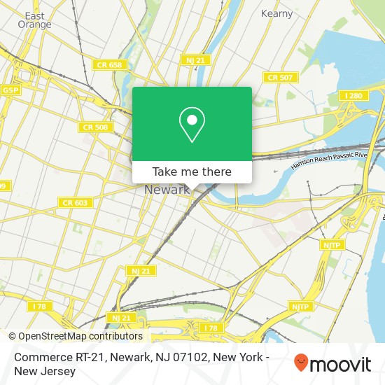 Mapa de Commerce RT-21, Newark, NJ 07102