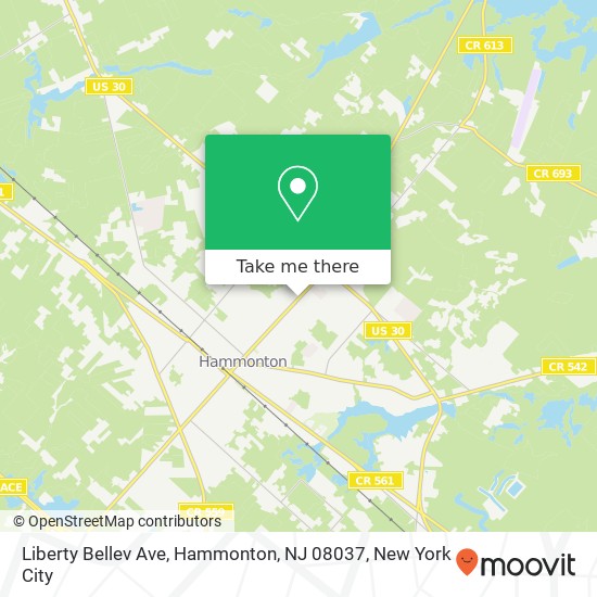 Mapa de Liberty Bellev Ave, Hammonton, NJ 08037