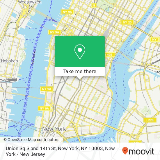 Mapa de Union Sq S and 14th St, New York, NY 10003