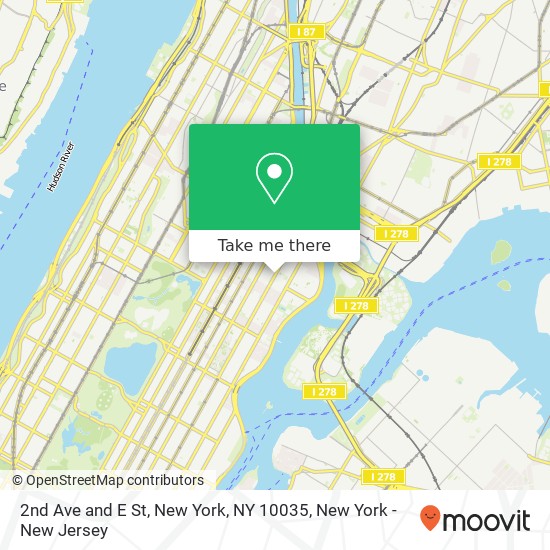 Mapa de 2nd Ave and E St, New York, NY 10035