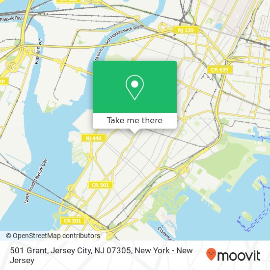 Mapa de 501 Grant, Jersey City, NJ 07305