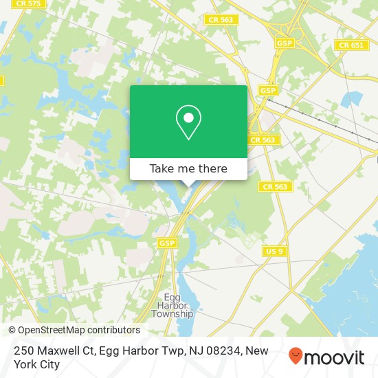 Mapa de 250 Maxwell Ct, Egg Harbor Twp, NJ 08234