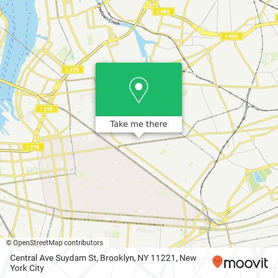 Mapa de Central Ave Suydam St, Brooklyn, NY 11221