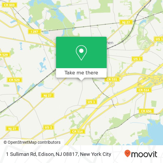 Mapa de 1 Sulliman Rd, Edison, NJ 08817