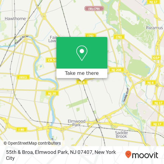 55th & Broa, Elmwood Park, NJ 07407 map