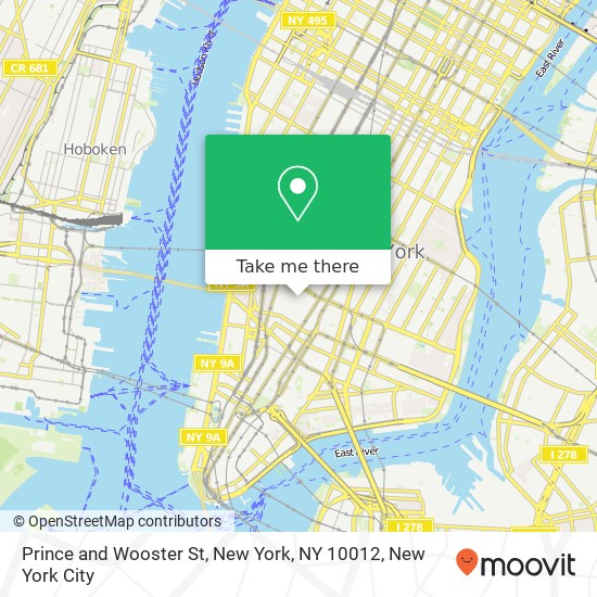 Mapa de Prince and Wooster St, New York, NY 10012