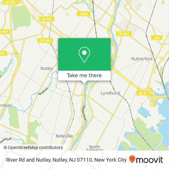 Mapa de River Rd and Nutley, Nutley, NJ 07110