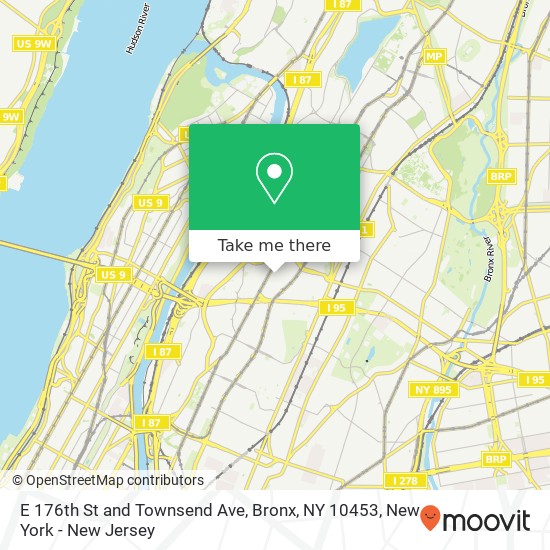 Mapa de E 176th St and Townsend Ave, Bronx, NY 10453