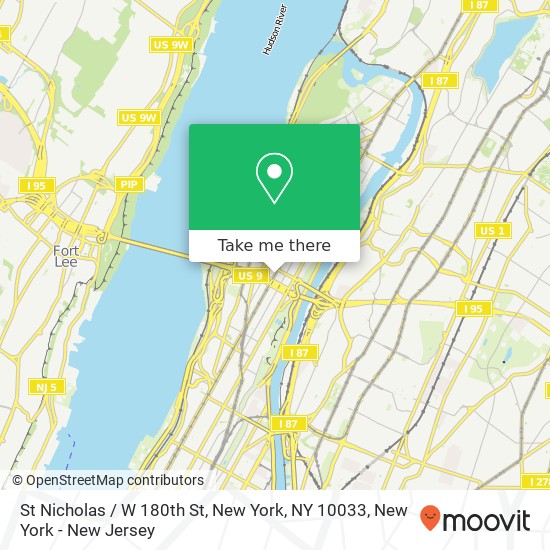 St Nicholas / W 180th St, New York, NY 10033 map