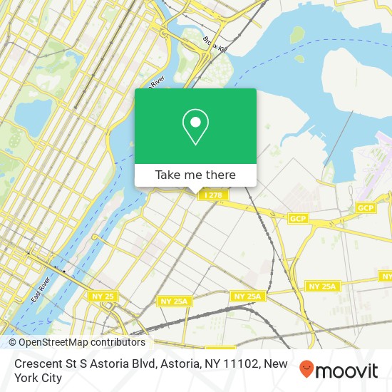 Mapa de Crescent St S Astoria Blvd, Astoria, NY 11102