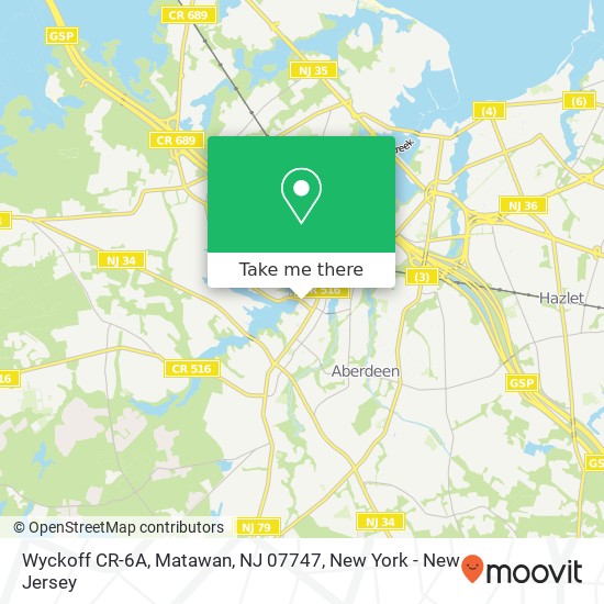 Mapa de Wyckoff CR-6A, Matawan, NJ 07747