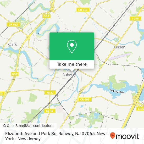 Mapa de Elizabeth Ave and Park Sq, Rahway, NJ 07065