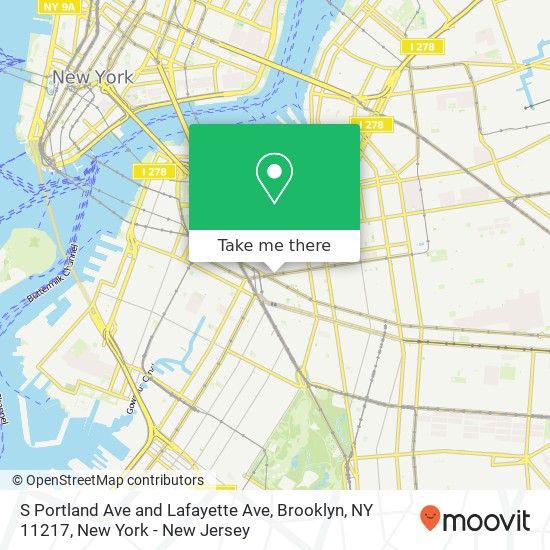 Mapa de S Portland Ave and Lafayette Ave, Brooklyn, NY 11217