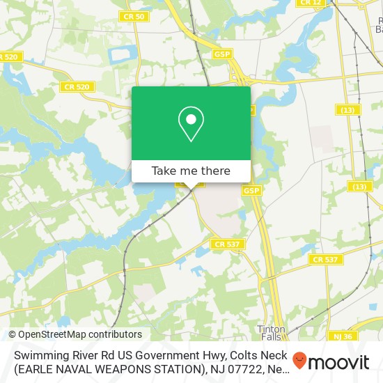 Swimming River Rd US Government Hwy, Colts Neck (EARLE NAVAL WEAPONS STATION), NJ 07722 map