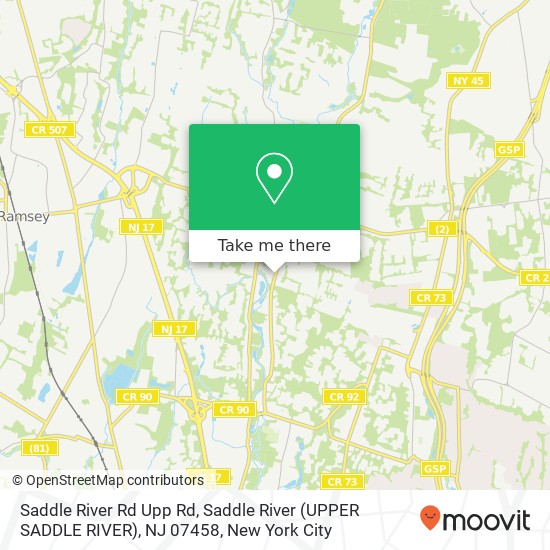 Saddle River Rd Upp Rd, Saddle River (UPPER SADDLE RIVER), NJ 07458 map