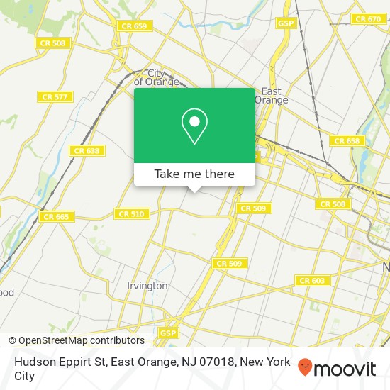 Mapa de Hudson Eppirt St, East Orange, NJ 07018