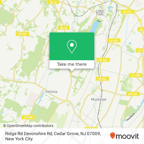 Mapa de Ridge Rd Devonshire Rd, Cedar Grove, NJ 07009