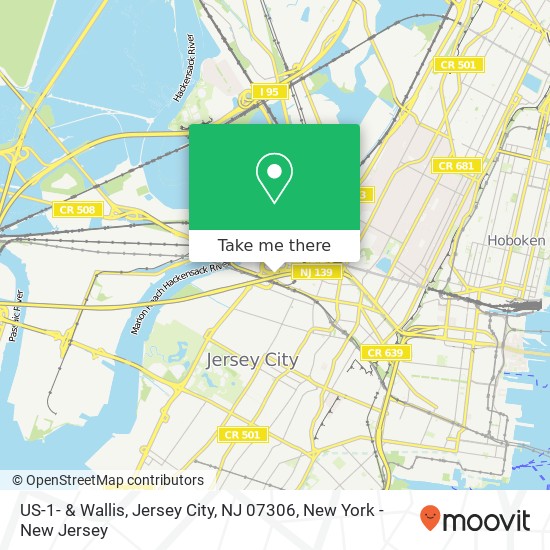 Mapa de US-1- & Wallis, Jersey City, NJ 07306