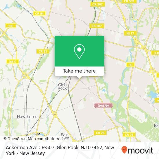 Mapa de Ackerman Ave CR-507, Glen Rock, NJ 07452