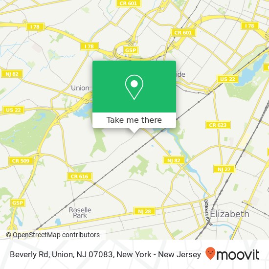 Mapa de Beverly Rd, Union, NJ 07083