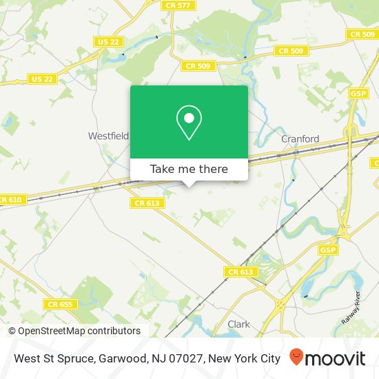 Mapa de West St Spruce, Garwood, NJ 07027