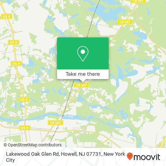 Lakewood Oak Glen Rd, Howell, NJ 07731 map