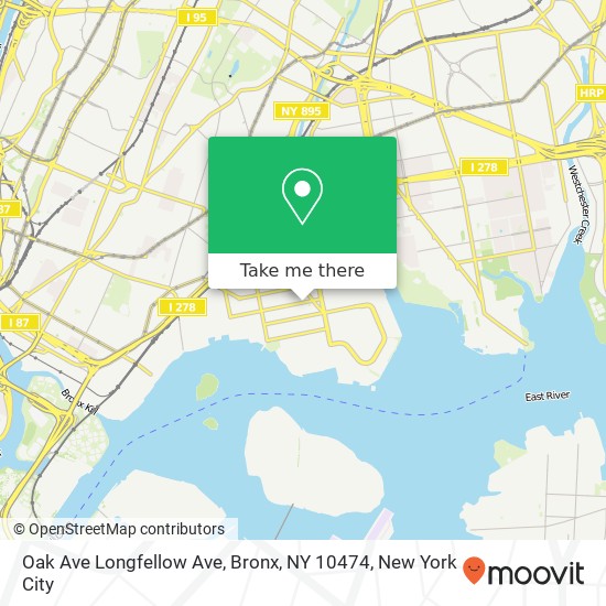Mapa de Oak Ave Longfellow Ave, Bronx, NY 10474