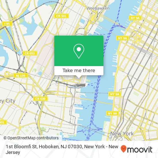 Mapa de 1st Bloomfi St, Hoboken, NJ 07030